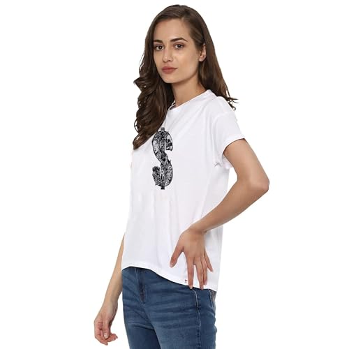 Image of THE NXT GEN Dollar Printed Short Sleeve Unisex Oversized T Shirt Casual Wear Round Neck White