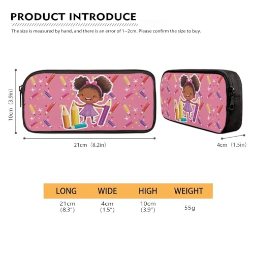Image of Pencil Case Organizer for Kids Girl Boy Pencil Girl Print Pen Marker Holder Zipper Storage Bag Big Pencil Pouch for College School Office Pink