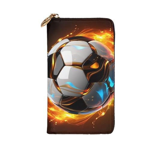 Cool Soccer Ball Wallet For Women Men Clutch Rfid Blocking Leather Wallets Large Capacity Purse Credit Card Holder Money Case With Zipper Phone Holder Long Travel Purse2