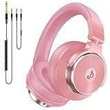 Rumoon Wired Over Ear Headphones, Studio Monitor & Mixing DJ Headphones with 50mm Neodymium Drivers and 1/4 to 3.5mm Jack for Guitar AMP Podcast Piano Keyboard, Pink