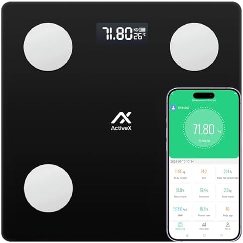 ActiveX (Australia) Savvy Smart Bluetooth Body Composition Weighing Scale| Tracks Body Weight, Body Fat, BMI & more | Free App | Batteries Included | 24 Months Warranty