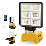Akku Lampe für DeWalt 18-20V Akkus, 48W 5200Lm LED Arbeitsleuchte, Baustellen Lamp Tragbares mit Typ-C-und USB-Ladeanschluss, 2 Helligkeitsanpassungsmodi (Ohne Akku)