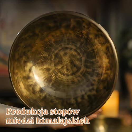 Fay Bless Ręcznie robiony zestaw misek tybetańskich do nepalskiej medytacji z pełnią księżyca do jogi, uzdrawiania czakr, terapii dźwiękiem, łagodzenia stresu, uważności i dekoracji