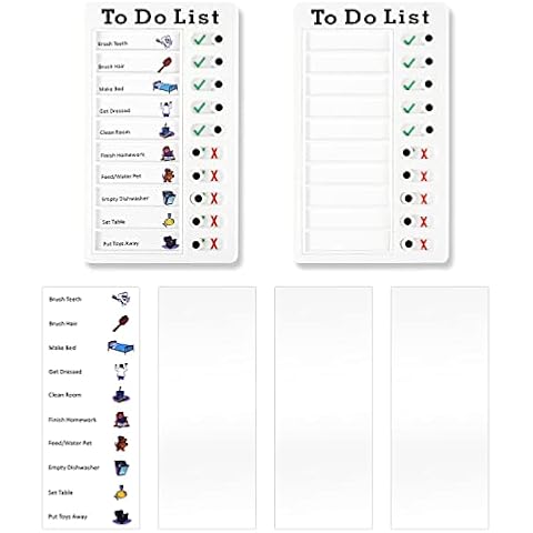 LUTER 2pcs Checklist Board, Daily Schedule to Do List Board Plastic White Chore Chart Boards Memo Checklist Boards Portable to Do List with 6pcs Cardstocks for Kids Adults Check Items Cover
