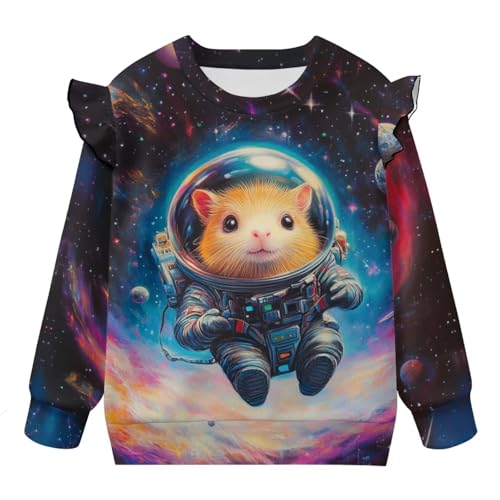 Toddler Girl Long Sleeve Shirt Ruffle Crewneck Sweatshirts Long Sleeve Tops for Girls Fall Winter Clothes Size 1-8