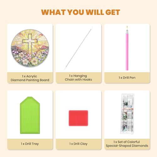 Kit d'art chrétien de diamant de Pâques suspendu attrape-soleil - 6