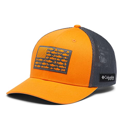Columbia Unisex-Erwachsene PFG Fischflaggen-Netzballkappe – hoch Cap, Orange Blast/City Grey/Trout Flag, S-M