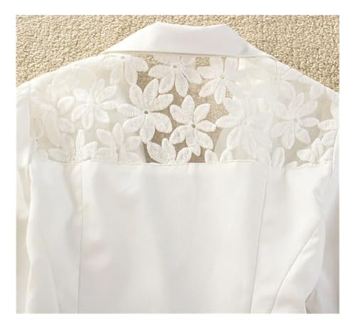 Costumes d'affaires à col cranté et crochet à fleurs blanc
