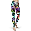 sissycos Women’s 80s Leggings Neon Artistic Splash Printed Buttery Soft Stretchy Pants