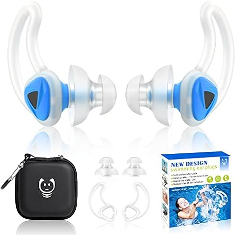 Ohrstöpsel Schwimmen Erwachsene, Ohrenstöpsel für Schwimmer - Schwimm Ohrstöpsel Wasserdichte Wiederverwendbare Silikon Swimming Earplugs für Duschen, Surfen und Anderen Wassersportarten (Blau) Cover