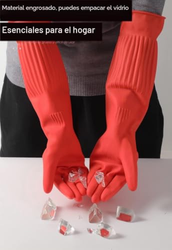 Miniatura 4 de Guantes De Limpieza De Lavavajillas, Largos Guantes De Látex De Goma, Impermeables, Reutilizables - Para Cocina, Jardín, Limpieza S, 45cm