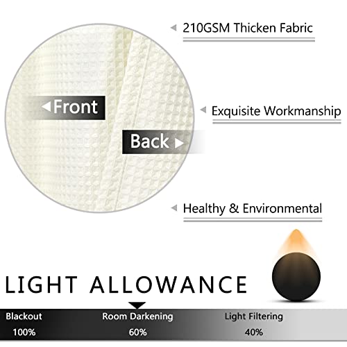 Caromio Kitchen Valance Curtains For Windows, Waffle Weave Waterproof Window Valances For Bathroom, 210Gsm Thicken Fabric Rod Pocket Tailored Short Valance Cafe Curtains (Cream, 60" X 15", One Panel) #TOP5