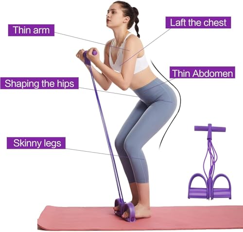 Image of 4 Tube Resistance Body Trimmer Pedal Exerciser with Foot Support Fitness Band for Home Workout Yoga Cross Training Stretching Exercise Portable Full Body Fitness Equipment