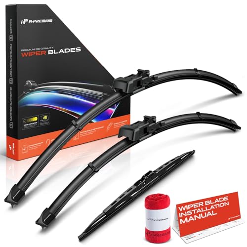 A-Premium 26"+23"+12" Windshield Wiper Blades Compatible with Toyota Sequoia 2008-2022 - Front Rear Wipers Blade Set for TL2/Hook Arm Connector, with Wear Indicator & Towel (Pack of 3) by A-Premium - Used condition - US$10.51