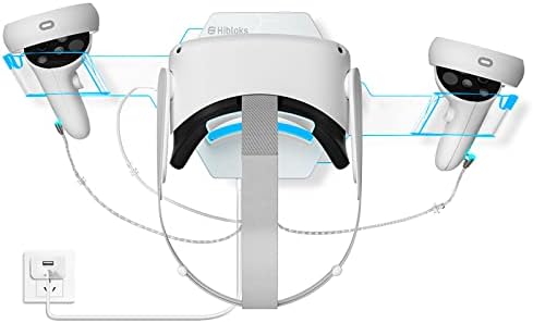 Hibloks VR Wall Mount for Meta/Oculus Quest 2, RGB LED VR Stand for Meta/Oculus Quest 2 Accessories,Magnetic Charging Station for Quest 2 Headset and Controller
