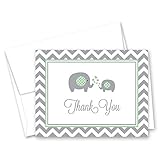 50 Cnt Chevron Mint Elephant Baby Shower Thank You Cards