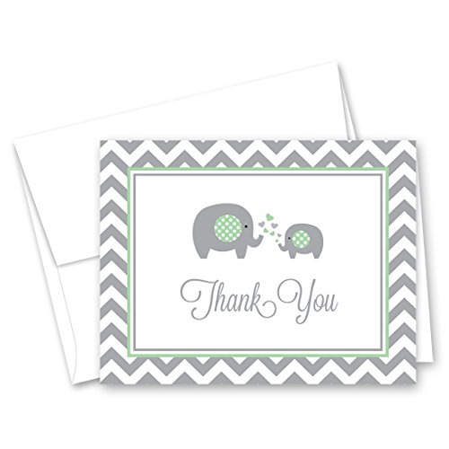 MyExpression.com 50 Cnt Chevron Mint Elephant Baby Shower Thank You Cards