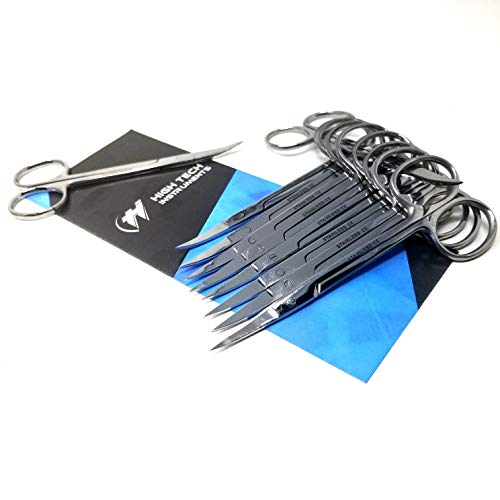 Hti Brand Iris Micro Dissection Lab Sharp Scissors, Curved, 4.5" (11.43Cm) Fine Point , Stainless Steel (Pack Of 10) #TOP1