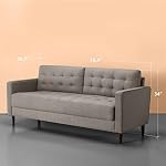 Zinus Mid-Century Upholstered 76in Sofa / Living Room Couch, Stone Grey Weave