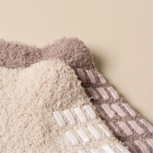 GIBZ 4 Pairs Fluffy Slipper Socks for Women, Non Slip Thick Plush Bed Socks, Warm and Soft Fleece Lined for Indoor4