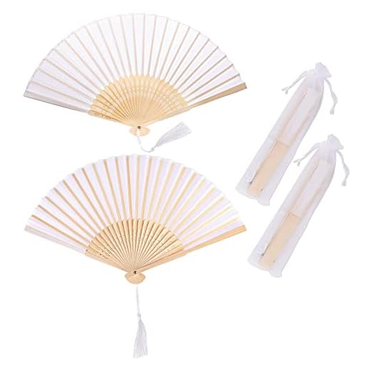 2 pezzi ventagli pieghevoli con frangia in seta, ventagli a mano portatili, 21 x 38 cm, ventilatori pieghevoli, per ventaglio matrimonio, danza ecc. (White2)