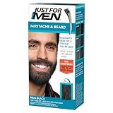 Just For Men Mustache & Beard multiple uses Beard Dye for Men with Brush Included, With Keratin Biotin Aloe and Coconut Oil for Healthy Facial Hair - Real Black, M-55, Pack of 1