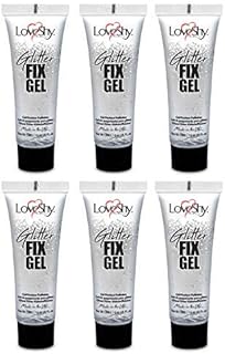 Glitter Fix Glue by LoveShy Cosmetics - (6 PACK) Vegan glitter fix gel for applying Chunky glitter, cosmetic glitter, bio degradable glitter, eco glitter, festival glitter to face, body, hair, lips