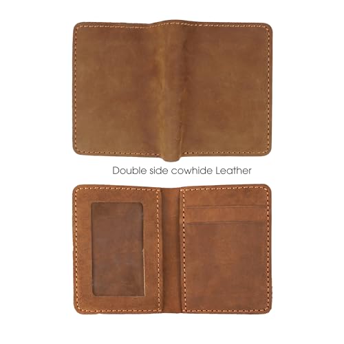 HATA Handmade Alligator Belly Wallet Men Hornback Crocodile Credit Card Premium RFID Blocking Flip ID Wallet Made by Vietnamese Craftman, Vertical - Brown - Cowhide, 4" x 3", Classic2