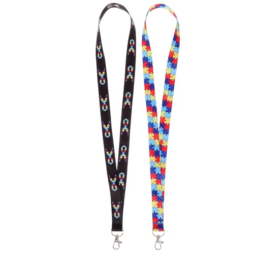 VINTORKY Cordones para Credenciales de Oficina Multifunción, Nylon y Metal, Diseño Práctico Dos Unidades (modelo Puzzle y Cinta) para Colgar Tarjetas de Identificación y Llaves, Uso Diario