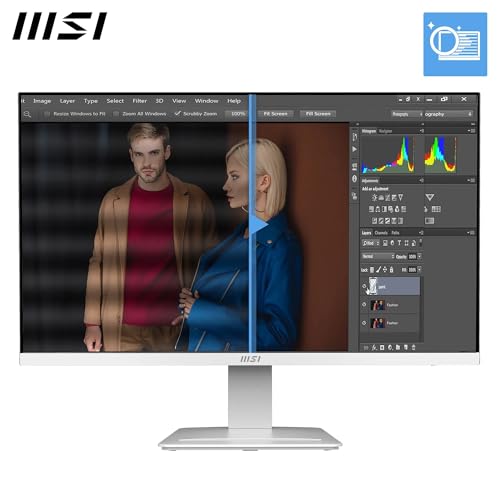 MSI Pro MP273QW E14 Monitor de 27" WQHD, 2560 x 1440 IPS, 144 Hz, 1 ms, Compatible HDR, Adaptive-Sync, Eye Care, Altavoz Integrado, HDMI 2.0b, DP 1.2a, sin Marco, inclinación Ajustable, VESA, Blanco