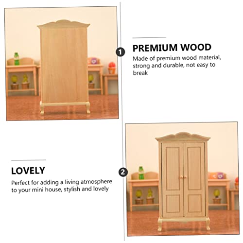 ibasenice 8 Pçs Guarda-Roupa Modelo Boneca De Brinquedo Armários De Madeira 1/12 Móveis Em Miniatura