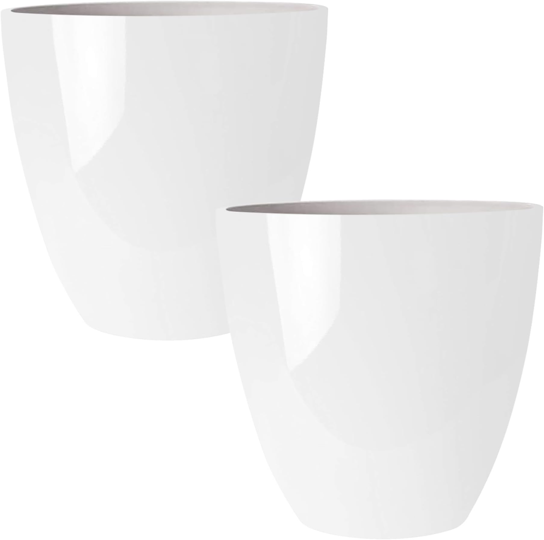 RUBBER BOND Plastic Plant Pots 2 Pack - Modern Indoor/Outdoor Planters for Home Decor - Weather-Resistant Large Flower Pots - Lightweight 12 Inches Tall Planters
