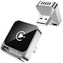 Jemluse Wireless CarPlay Adapter for Apple - Mini Size, Fast Stable Connection Convert Wired to Wireless Car Play Dongle for iPhone iOS 10+, Plug & Play for Cars from 2016+ w/USB-C Silver