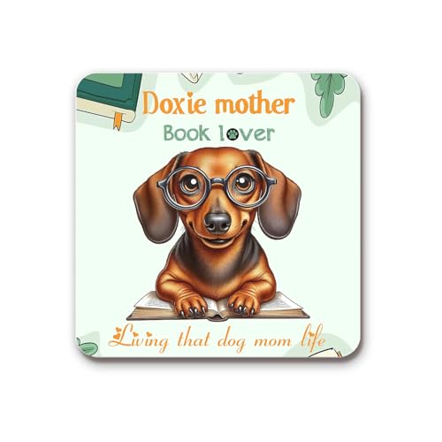 Dachshund Doxie Mother Book Lover Living that Dog Mom Life Happy Mother's Day Acrylic Magnet Wiener Dog Lover Gifts Idea Fridge Laptop Lockers Photo Decor 03004