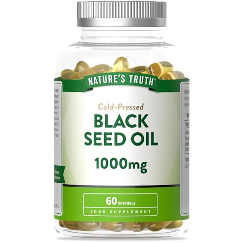 Black Seed Oil Capsules 1000mg | Cold Pressed Supplement with Omega 6 & 9 | 60 Softgels | Nature's Truth