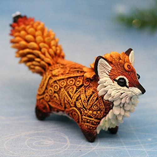Estatua de tótem zorro de resina decoración animal miniatura 6