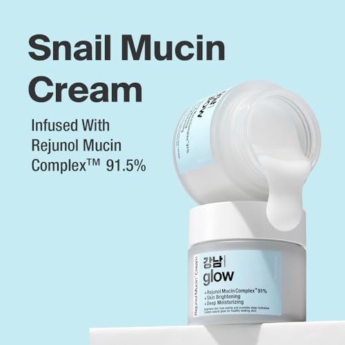 GANGNAM GLOW Rejunol Mucin Serum 3.3 fl oz + Rejunol Mucin Facial Cream 3.7 fl oz - 97% Snail Mucin Serum & 91.5% Snail Mucin Moisturizer I Korean Skin Care Product I Dark Spot Corrector for Face