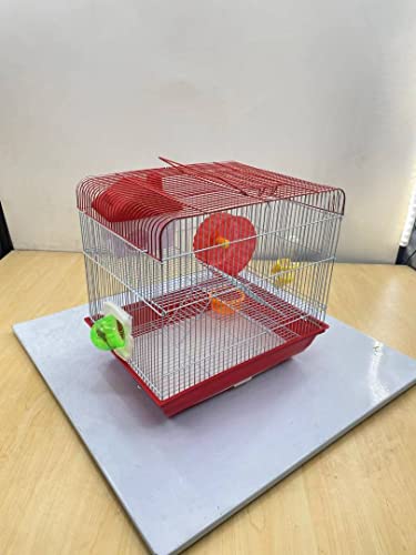 Image of Cage /Playhouse for Dwarf Hamster /Gerbil /Mice with a Food Cup, Water Bottle and Exercise Wheel with Spacious Two ladders cage (37Cm x 28 cm x 35 cm )- [ Colors May Vary ]