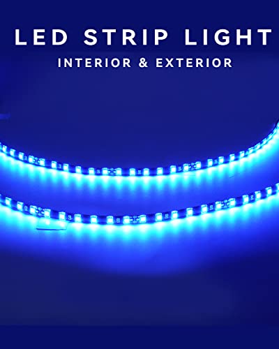 Car Led Strip Lights 24" Connectable Blue Led Light Strip For Cars Boat Marine Golf Cart Trucks Waterproof 12V Led Light Strip, 4Pack #TOP1