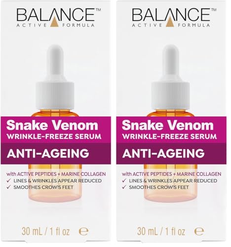 Image of Balance Active Formula Snake Venom Anti-Ageing Wrinkle-Freeze Serum (30ml) - Lines & Wrinkles Appear Reduced. Smoothes Appearance of Crow's Feet. (Pack of 2)
