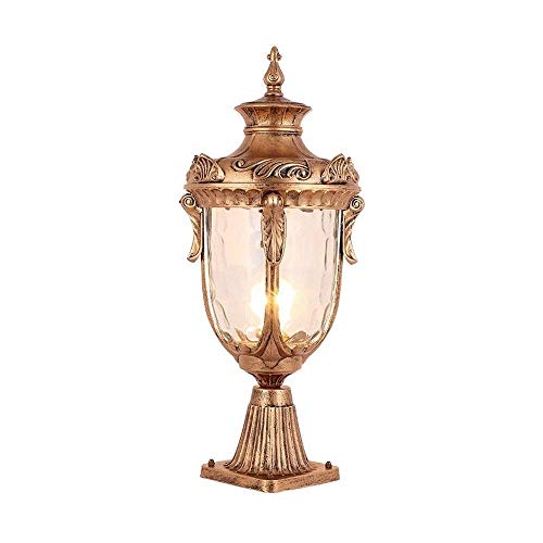 BTBAM American Retro Outdoor Post Light Waterproof IP55 Exterior Courtyard Street Balcony Decor Pillar Lamp Garden Villas Fences Aisle Glass Column Lantern E27 (Color : Bronze)