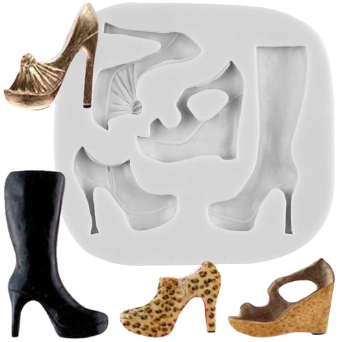 MINFEIDMS High Heel Shoe Fondant Molds High Heel Silicone Chocolate Mold