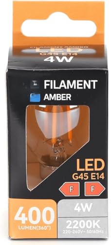 Blendend Bombilla LED de filamento G45 E27 4W ámbar - Iluminación decorativa, eficiente y cálida para hogares y espacios comerciales.