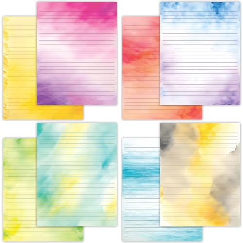 PARTH IMPEX 56 Sheets Watercolor Lined Writing Paper 8.5x11 - Letter Size