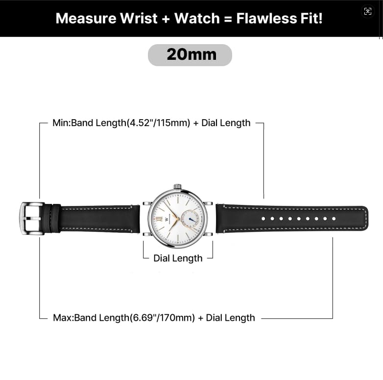 Image of Fullmosa Quick Release Premium Leather Watch Strap | 24 /22 /21 /20 /19 /18mm,Burnished Leather Watch Band Compatible with Samsung Amazfit Fossil Replacement Belt for Men and Women