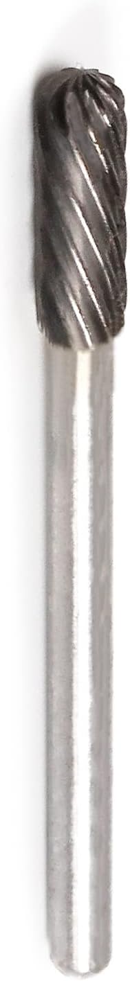 Auniwaig Tungsten Carbide Rotary Burr 3mm / 1/8" Shank, 4mm Head Size Single Cut Cylindrical Carving Burr Bits, for Woodworking, Drilling, Metal Carving, Engraving, Polishing
