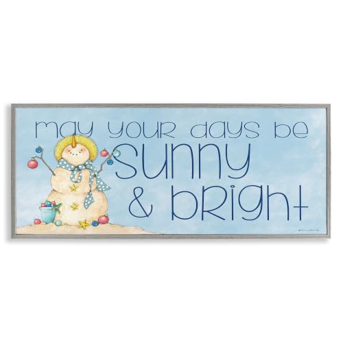 Beach Snowman Holiday, 13 x 30 Inch Framed Giclée Print