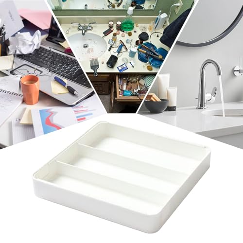 Organiseur de tiroir rétractable 27x27x4 cm en plastique réglable pour couverts de cuisine - 7