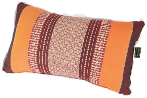 GURU SHOP Dekokissen, Meditations Stützkissen, Nackenkissen, Thaikissen Kapok - Orange/Bordeaux, 28x44x15 cm