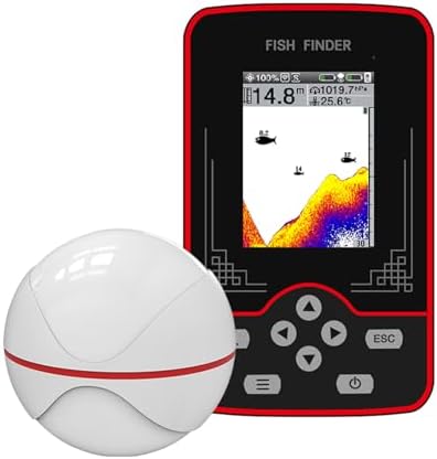 RICANK Portable Kayak Fish Finder - Fish Depth Finder for Boats - Rechargeable Transducer Fishing Gear Kayak Fishing Accessories Fishfinder Fish Finders & Depth Finders for Boats